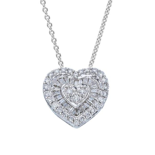 HEART NECKLACE IN WHITE GOLD AND DIAMONDS