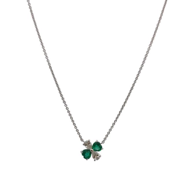 CRIVELLI NECKLACE IN WHITE GOLD WITH EMERALDS AND DIAMONDS